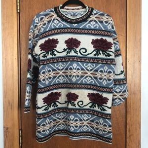 Vintage Cottage Core Rose Sweater